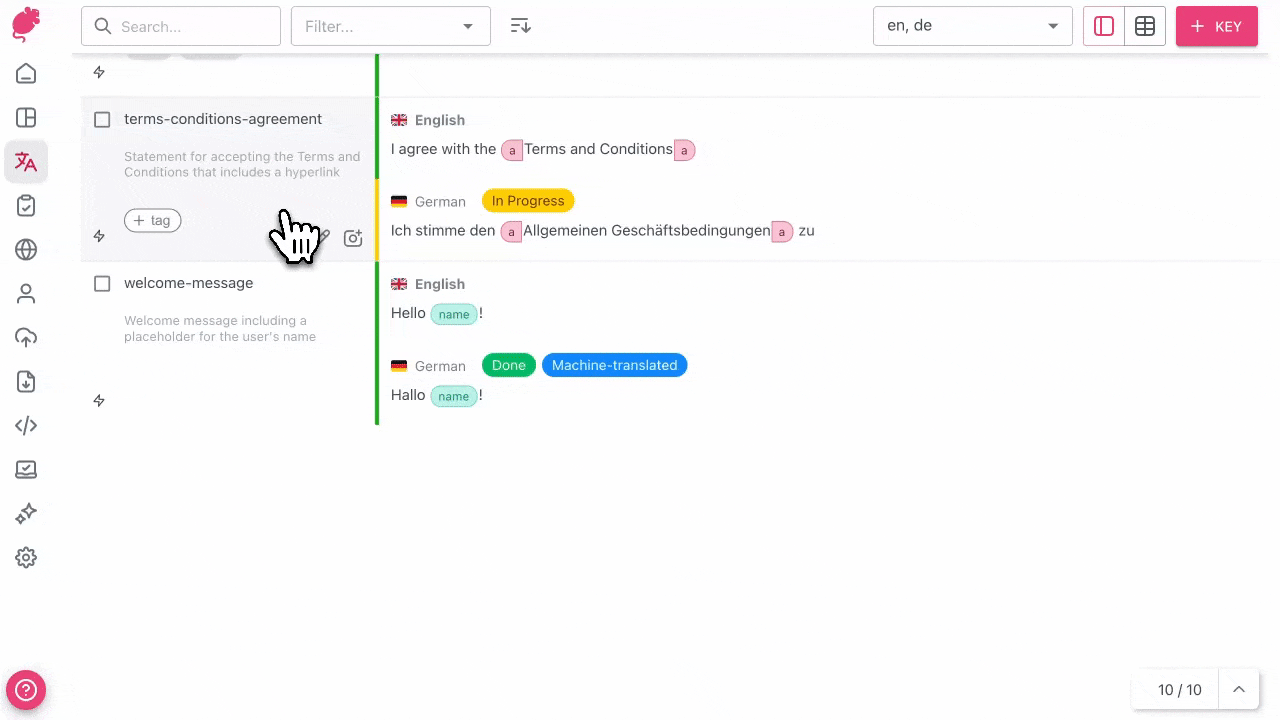 Bulk assign labels to translations